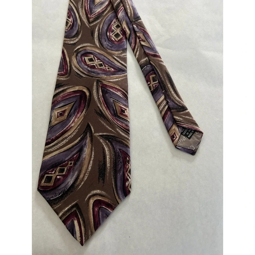 Christian Dior Vintage‎ 90s Floral Monsieur Silk Tie EUC Brown Casual